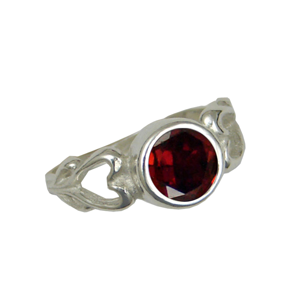 Sterling Silver Loving Hearts Ring With Faceted Garnet Size 7 Sterling Silver Loving Hearts Ring With Faceted Garnet Size 7